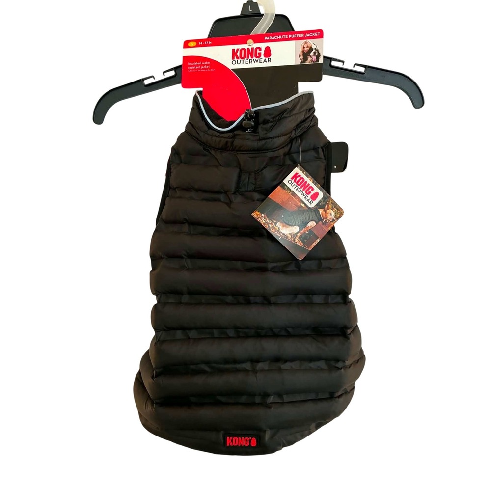 KONG Parachute Puffer Jacket Dog Small Black New Insulated Water Resistant Vest